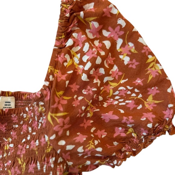 Roxy Hello Petal Woven Mini Dress On or Off Shoulder Fall Smocked Size Small - Picture 8 of 15